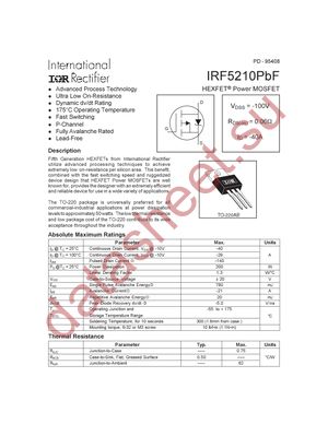 IRF5210PBF datasheet  